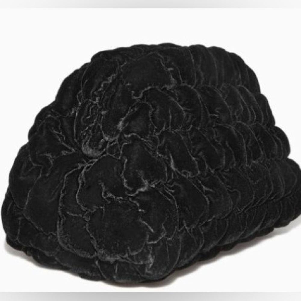COS Black Velvet Quilted Clutch Bag